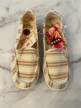 ROXY Beach Stripped Minnow VII Canvas Twill Slip-On Deck Shoe